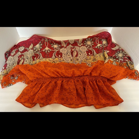 Dressbarn Ladies Orange Floral Blouson Blouse Gathered Elastic Waist Size Small - Picture 12 of 13